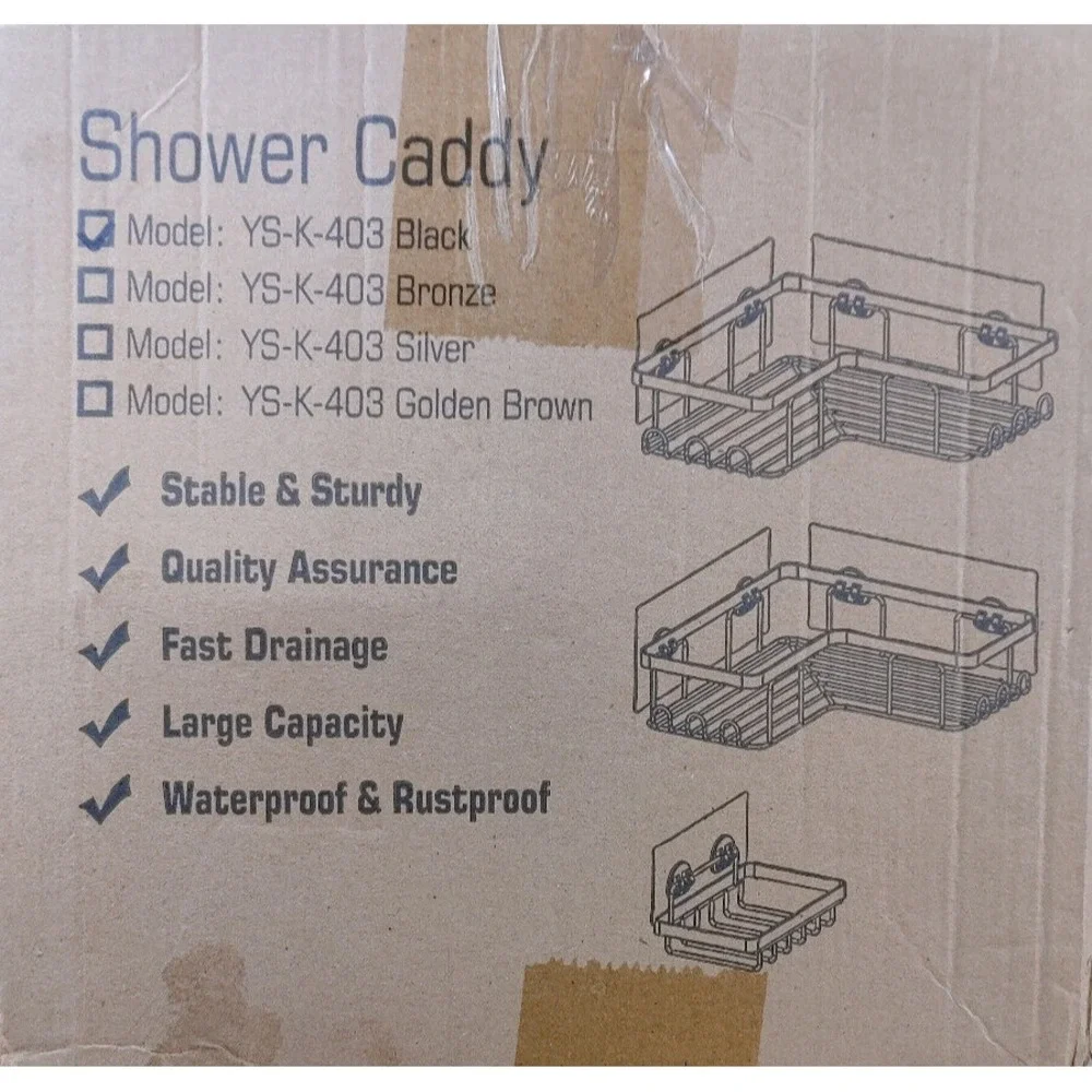 Black Bathroom Corner Shower 3 Caddy Soap Holder Rustproof Stainless Steel